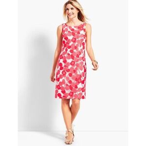 Talbots Coral White Floral Lace Sheath Dress Fully Lined Bow Detail Size 18